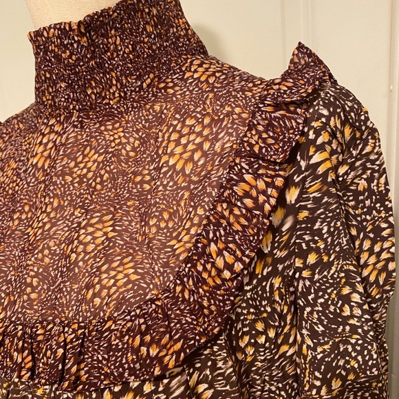 French Connection Women’s Faith Tiered Midi High Neck Ruffle New Dress size 10 - Picture 12 of 16